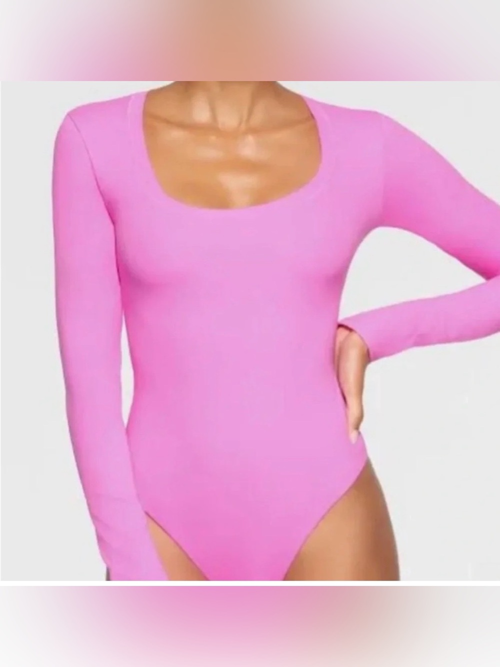 EUC Skims Women’s Long Sleeve Pink Crewneck Bodysuit Size S